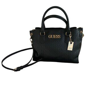 GUESS Factory Zakaria Black Satchel Handbag Shoulder Strap Barely Used  Preppy